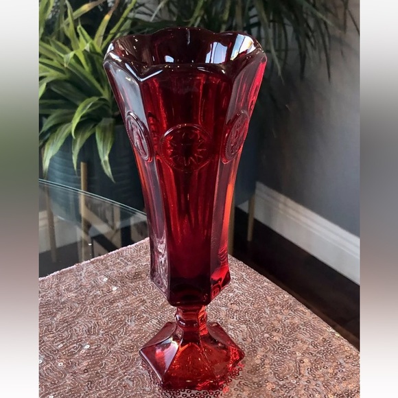 🇺🇸💥Vintage Ruby Red Fostoria Americana Coin & Eagle 7 7/8” Vase - MINT!💥🇺🇸 - Picture 11 of 11
